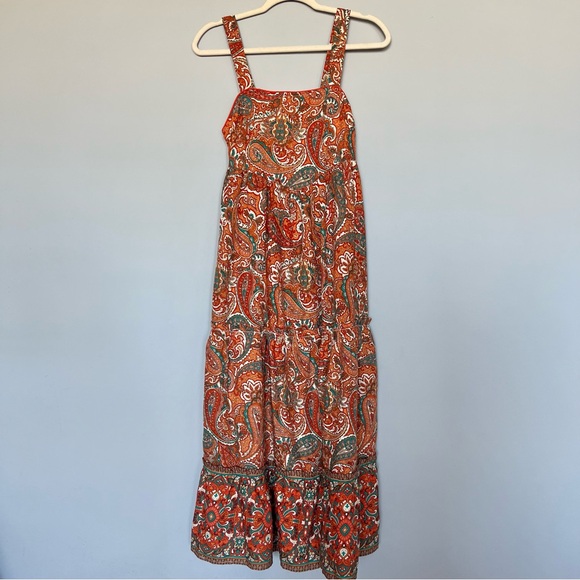 Band of the free Paisley Maxi Dress | Orange, Aqua & White | Size XS | Women - Picture 4 of 9